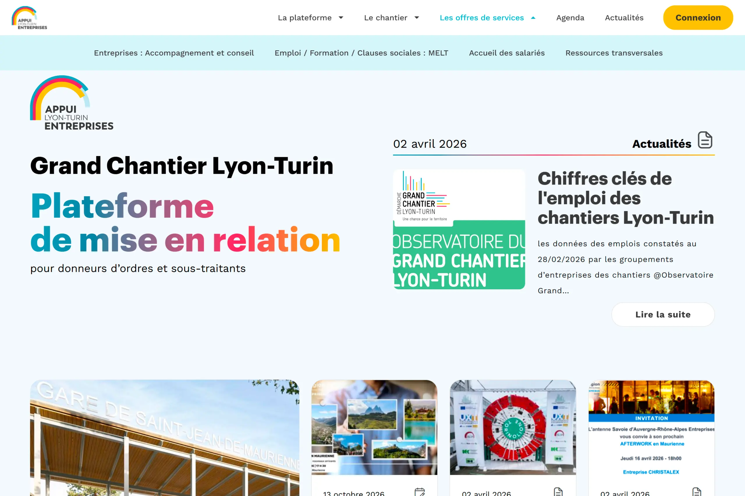 Aperçu du site Appui Lyon-Turin Entreprises