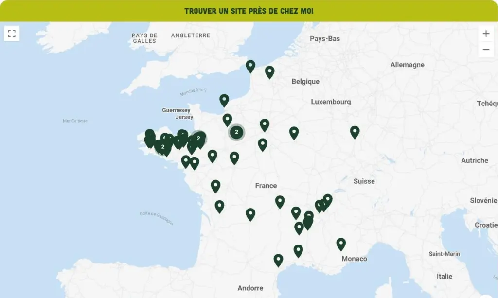 Carte interactive des 56 sites