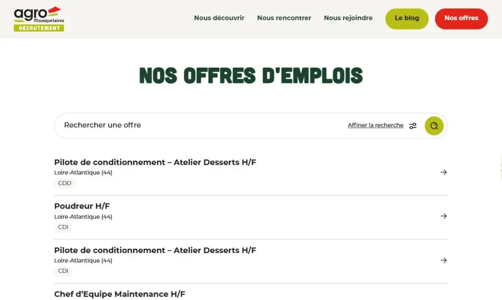 Moteur d'offres d'emploi