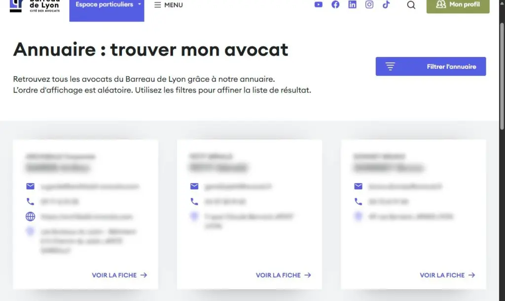 Annuaire des avocats