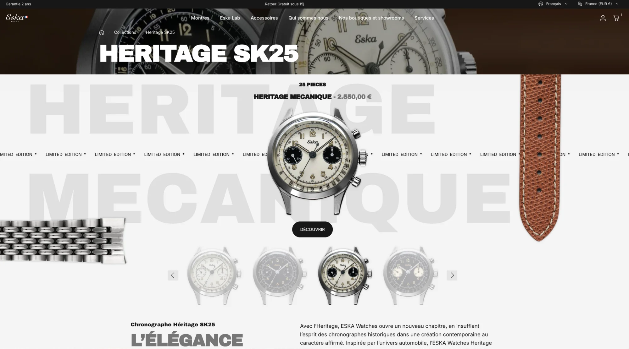 Eska Watches, boutique en ligne - shopify