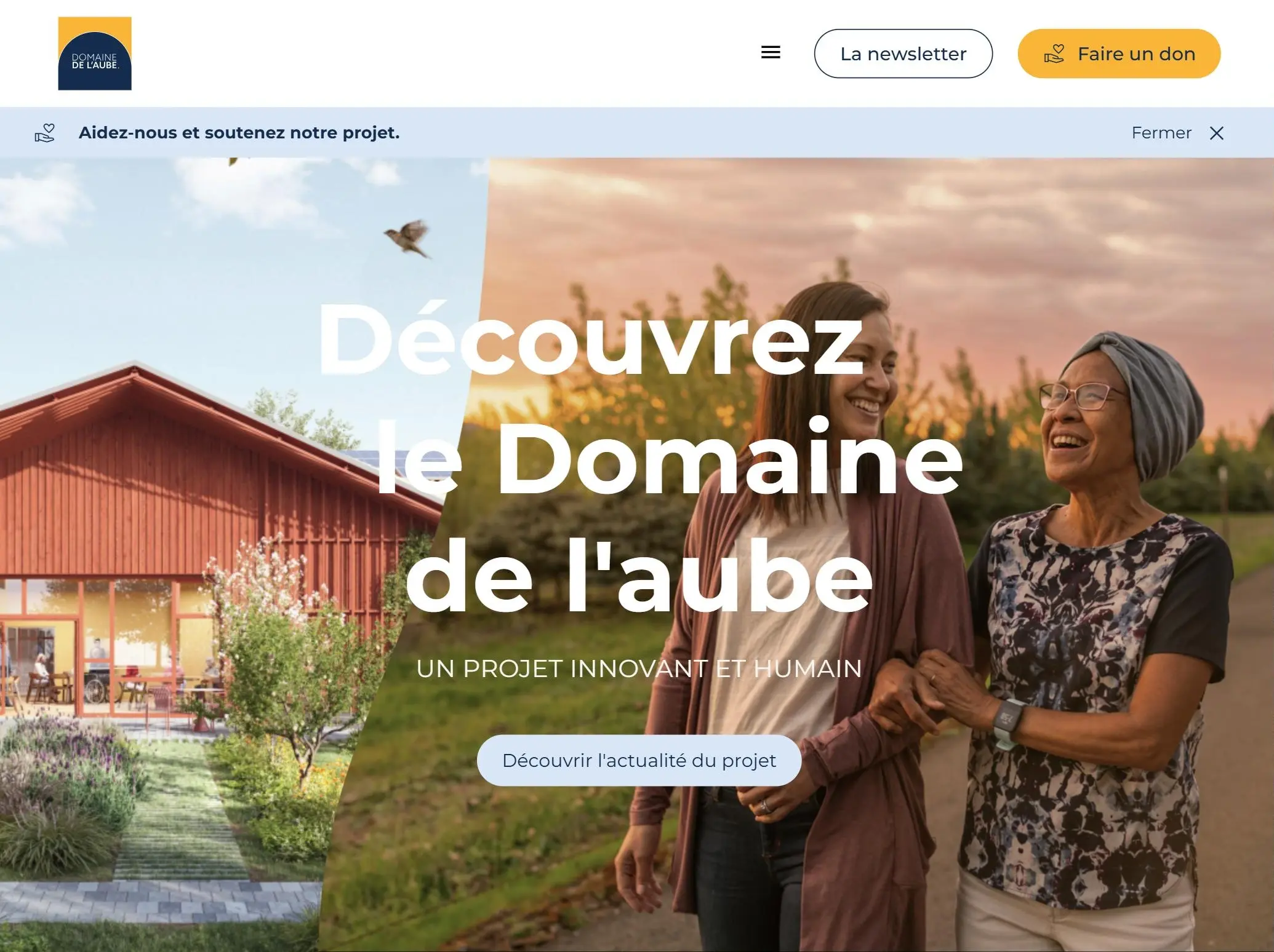 Page d'accueil du site du Domaine de l'aube