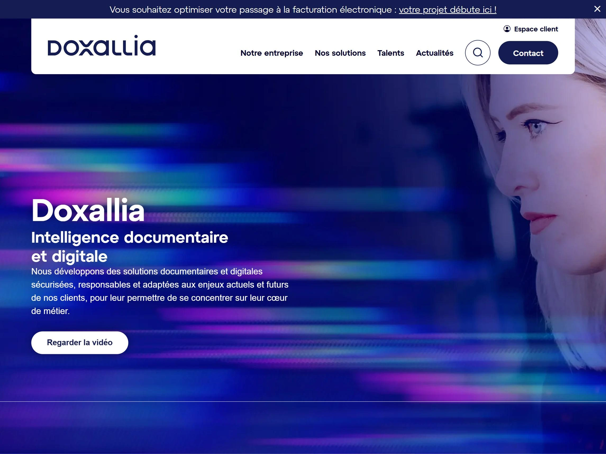 Page d'accueil du site Doxallia : intelligence documentaire et digitale