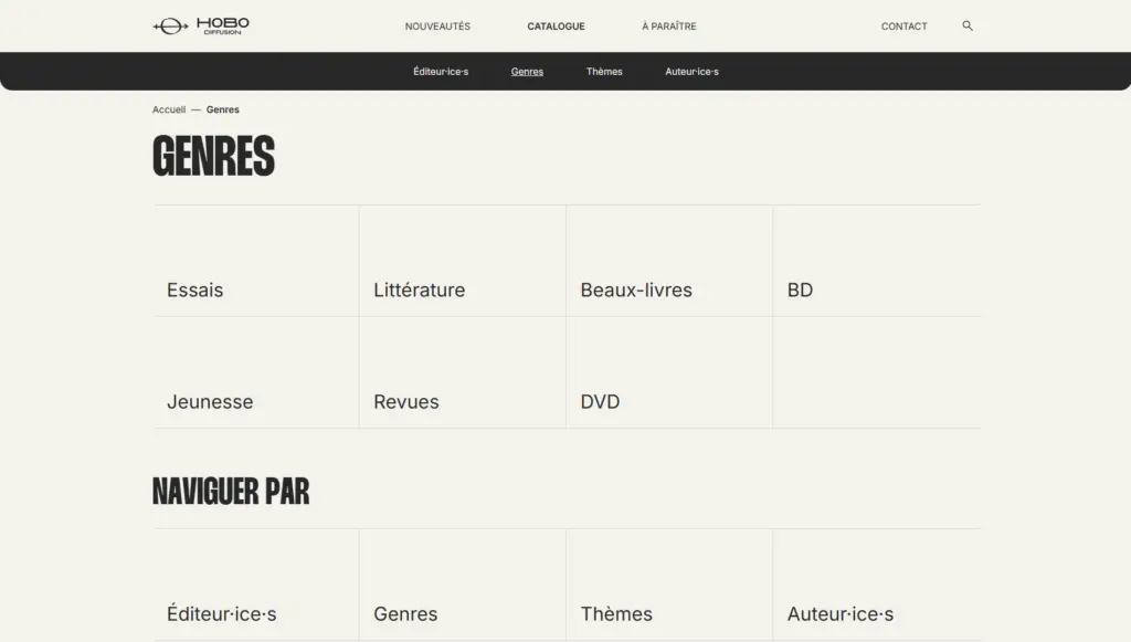 Page liste genre