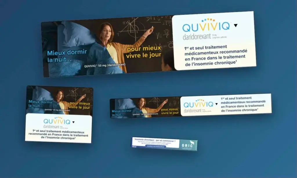Quatre formats de bannières Idorsia, du pavé 300 par 250 au bandeau mobile 300 par 50