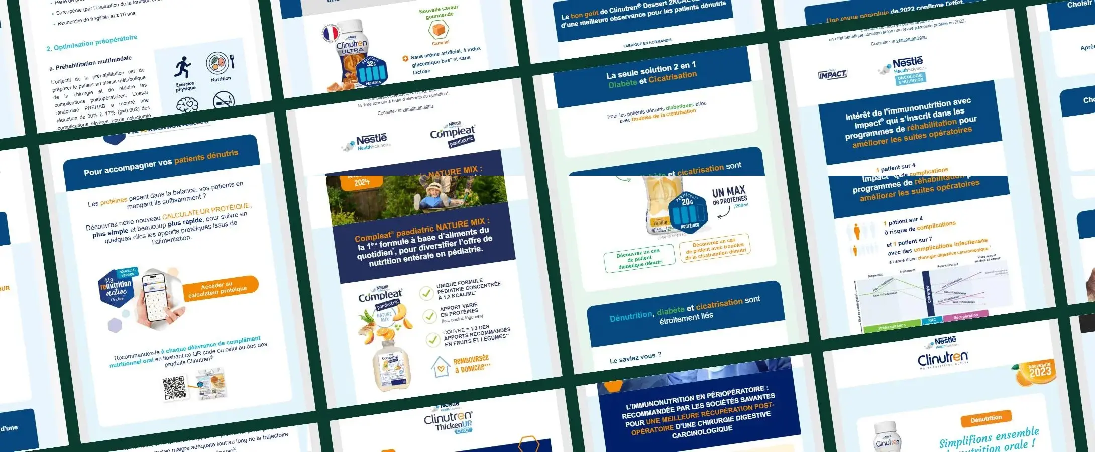 Assemblage de dix-huit emailings Nestlé Health Science destinés aux professionnels de santé