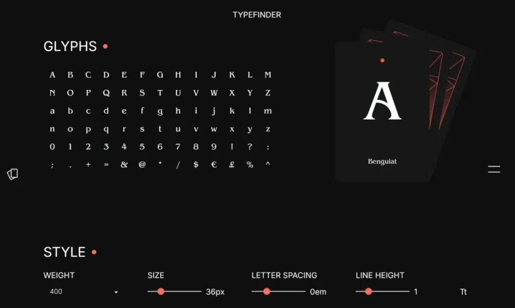 Glyphes et banc d’essai
