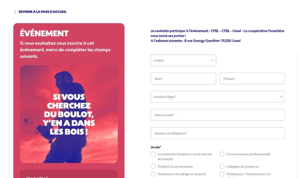 L’inscription d’un participant